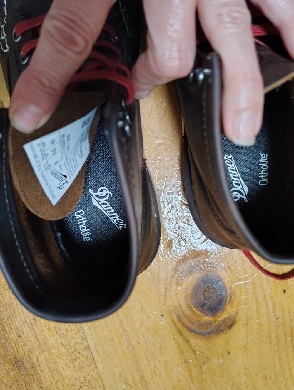 Danner Brown Leather Work Boots with Red Laces... - Picture 2 of 7